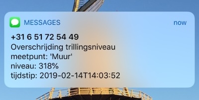 Screenshot van SMS notificatie op een telefoon